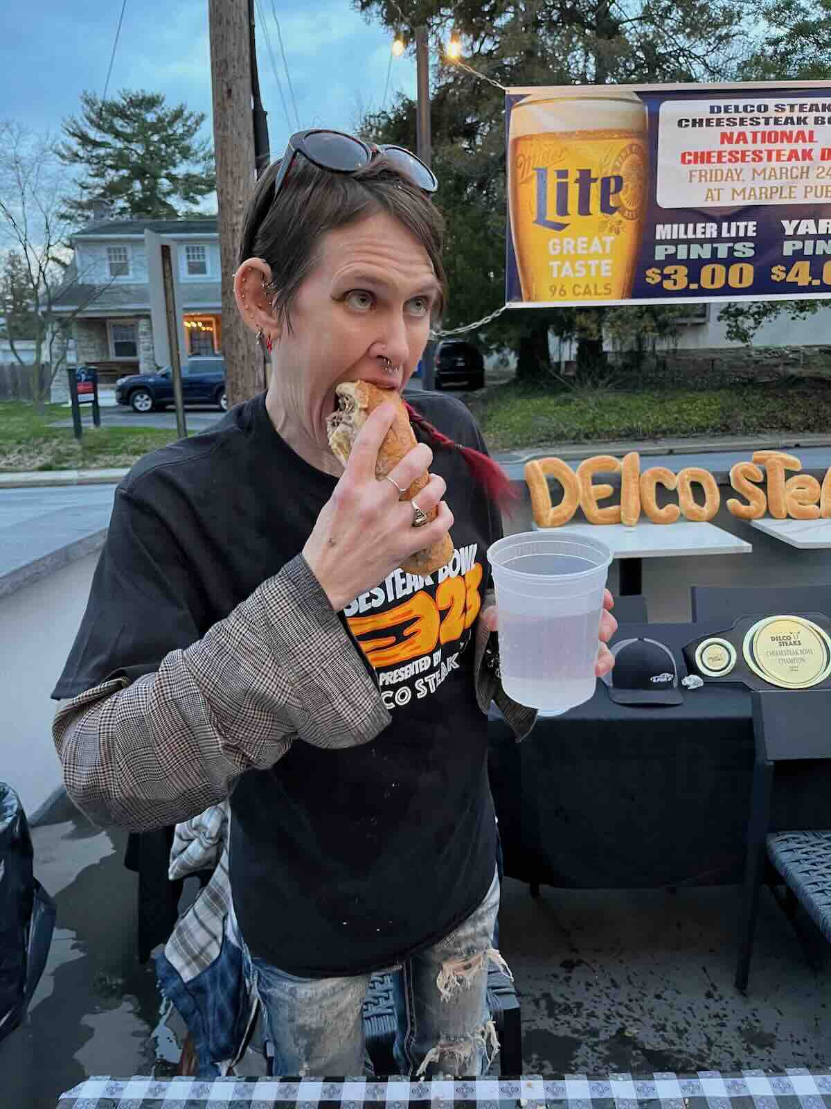 Molly Schuyler at the Delco Steaks Cheesesteak Bowl