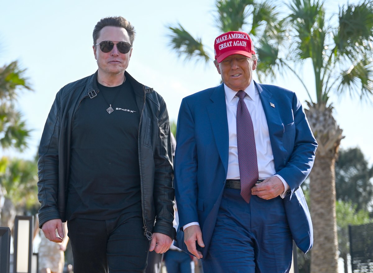 Elon Musk and his pal Donald Trump. Musk is now the subject of a class-action lawsuit filed by a Bucks County man who says that Musk failed to pay referral fees to canvassers.