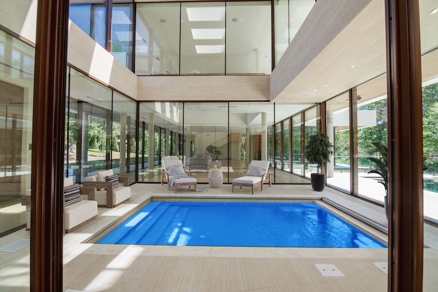 gladwyne modern glass house for sale indoor pool
