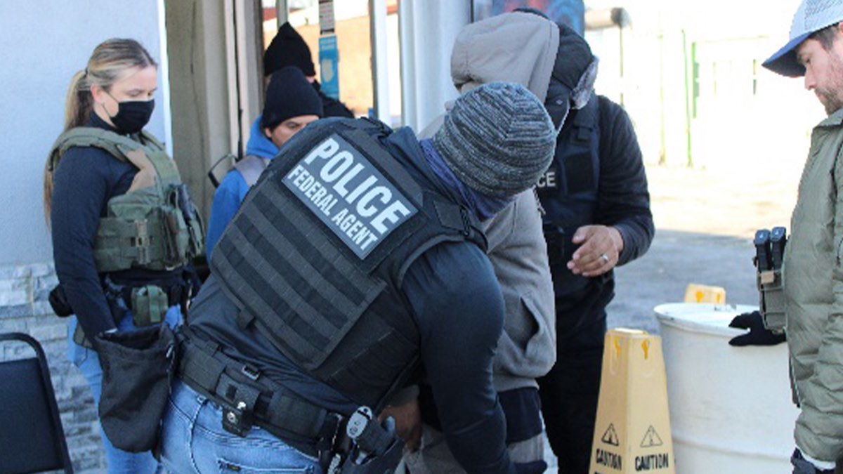 ICE agents conduct a raid at the Complete Autowash car wash in Philadelphia on January 28th.