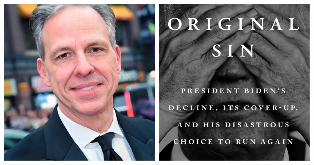 Left: CNN host Jake Tapper, who grew up in Philadelphia. (Photo via Wikimedia Commons). Right: Tapper's new book, Original Sin: President Biden's Decline, Its Cover-Up, and His Disastrous Choice to Run Again. (Photo via Penguin Press)