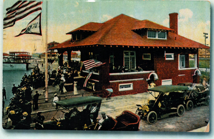 vintage boat club postcard from the 1920s